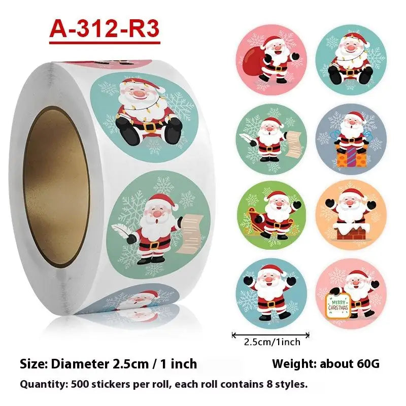 500pcs Merry Christmas Gift Stickers Santa Round Seal Labels Sticker For Gift Baking Package Envelope Stationery Decor Oasis Select A4