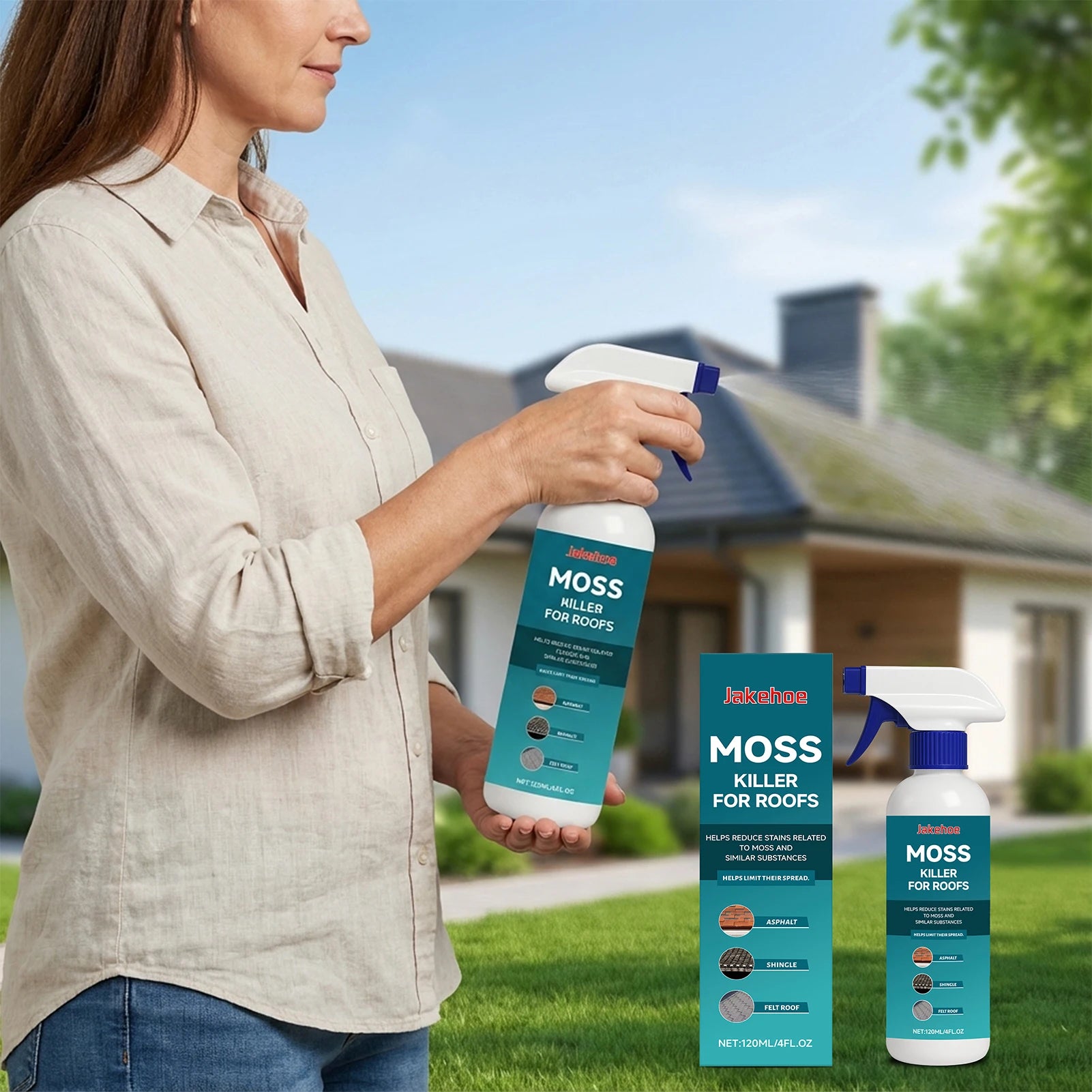 Roof Moss Remover Spray – Algae & Mold Cleaner Concentrate