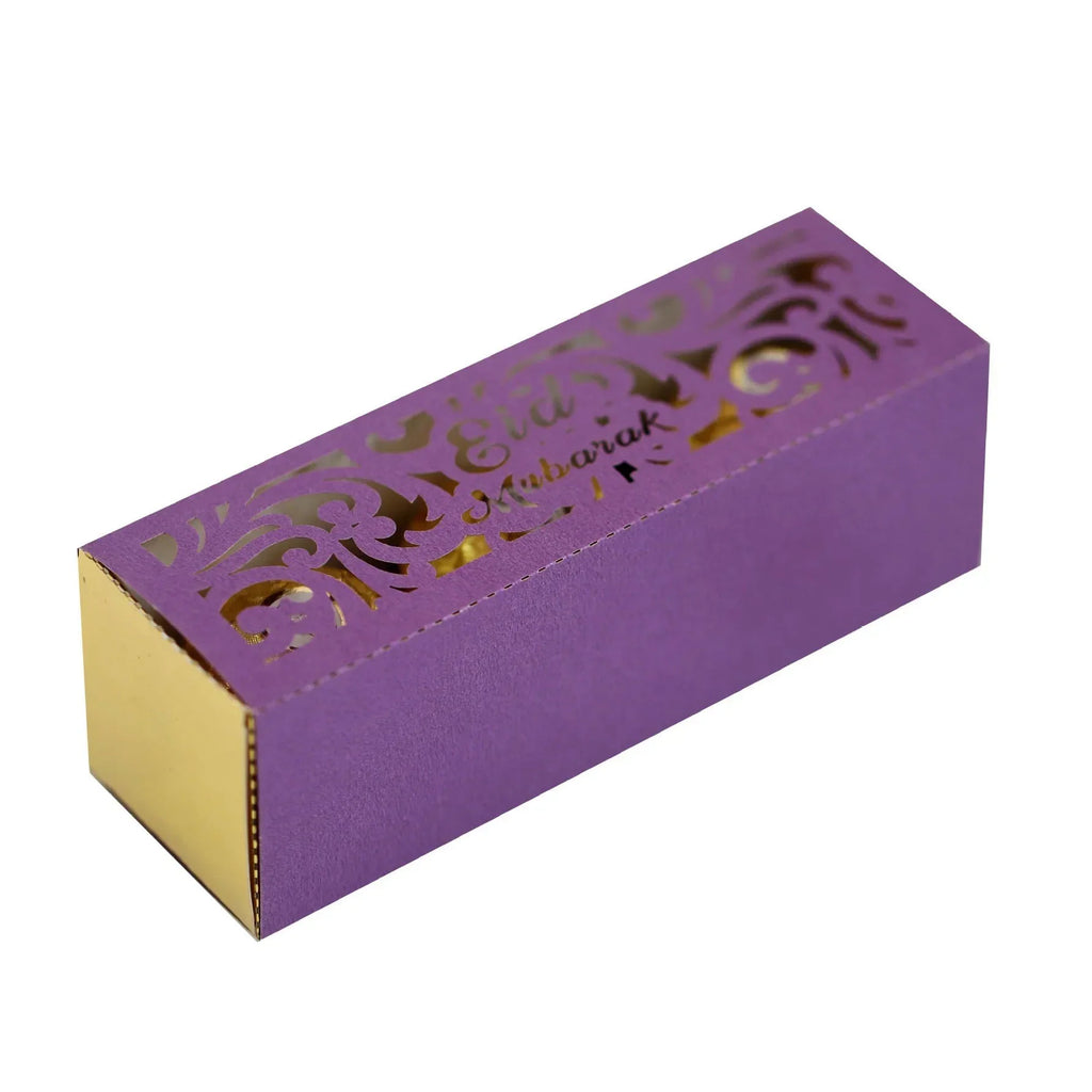 10Pcs EID Mubarak Candy Box Ramadan Kareem Candy Cookie Packing Box Muslim Islamic Festival Party Decoration Supplies Oasis Select Dark Purple 10pcs 12x4x4cm