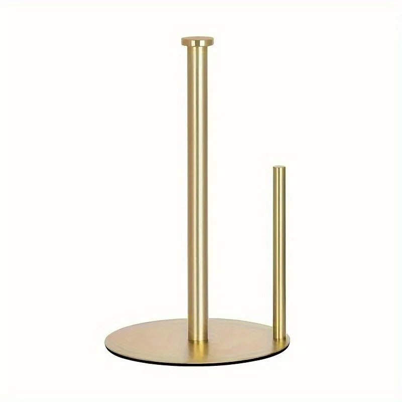 Stainless Steel Bathroom Roll Holder with Weighted Base - Heavy-Duty Countertop Organizer, Space-Saving Design for Paper Towels Oasis Select Gold