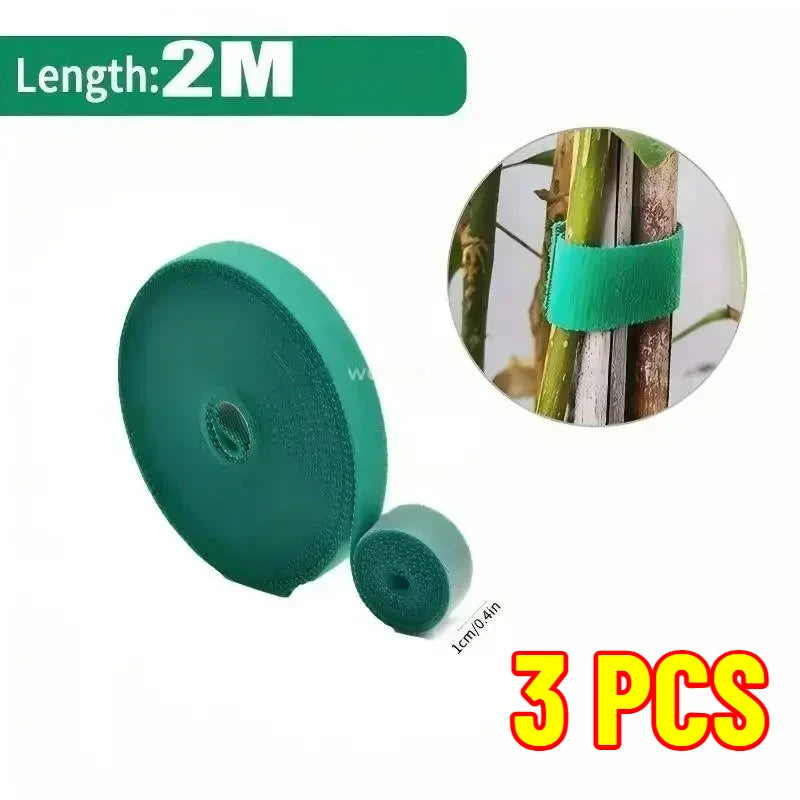 Self Adhesive Nylon Plant Ties Garden Twine Plant Bandage Hook Loop Vine Wrap Support Tape Garden Fastening Strips Cable Tie Oasis Select 3roll-2M