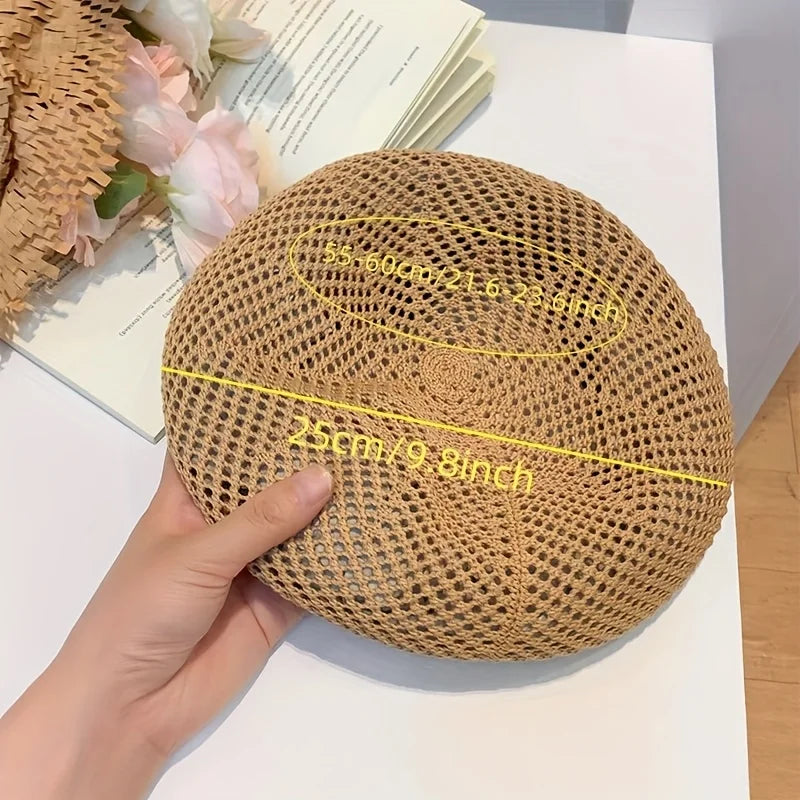 Spring Summer Hollow Breathable Pumpkin Hat, Retro Dome Beret, Lightweight Fashion Painter Cap, Casual Daily Headwear for Women Oasis Select
