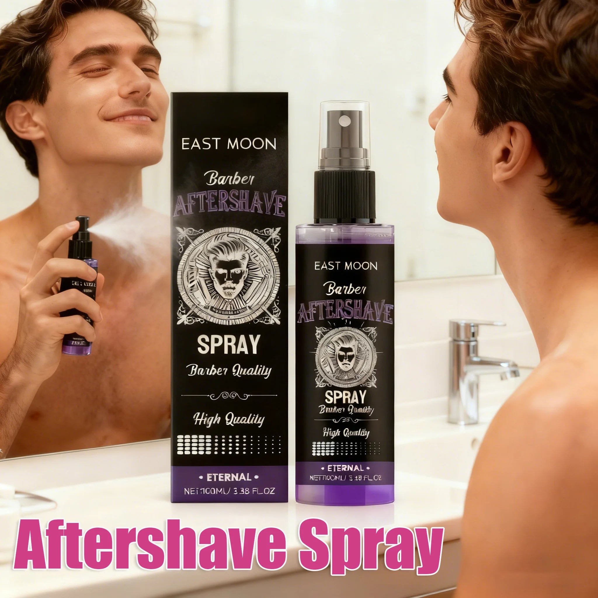 Men Deep Moisturizing Aftershave Spray Soothing Beard Reduce Redness Efficient Hydration Swelling Non Greasy Soft Post-Shave Car Oasis Select 100ml Boxed X 3PCS