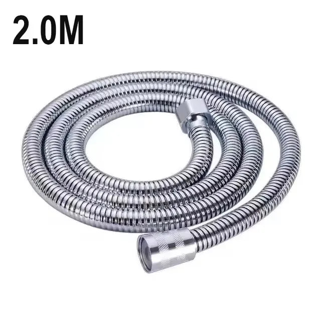 1.5/2/3M Stainless Steel Shower Hose Black/Silver Long Bathroom Shower Water Hose Extension Plumbing Pipe Showerhead Tube Oasis Select 2M silver