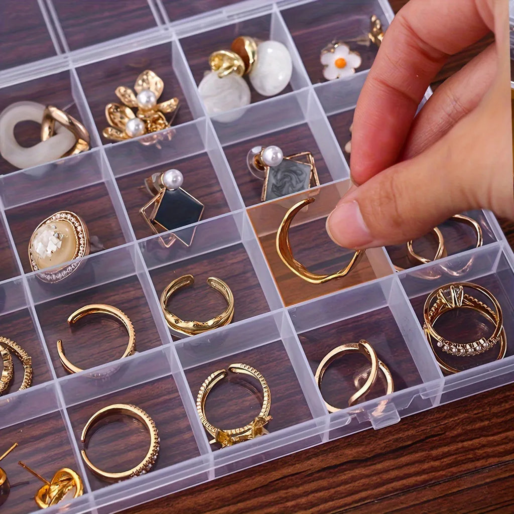 28 compartments plastic storage box with partition jewelry box, used for storing jewelry, earrings, rings, beads Oasis Select