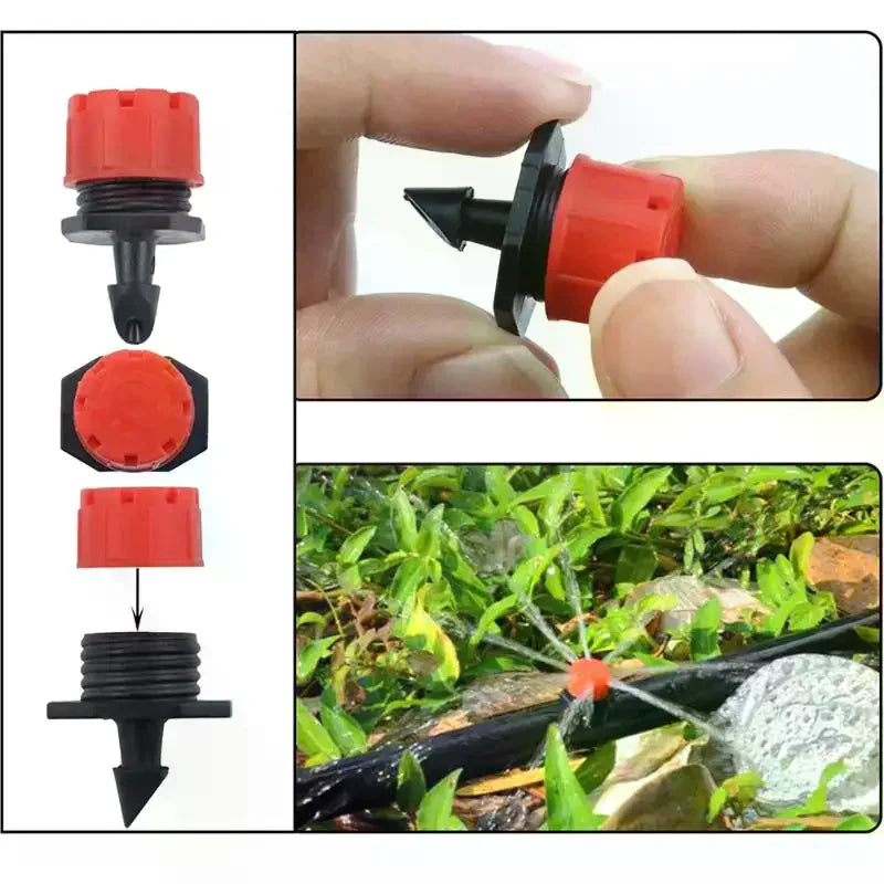 50/100pcs Adjustable Water Sprinkler Thread Connection Spray Nozzle Garden Irrigation Micro Flow Dripper Oasis Select