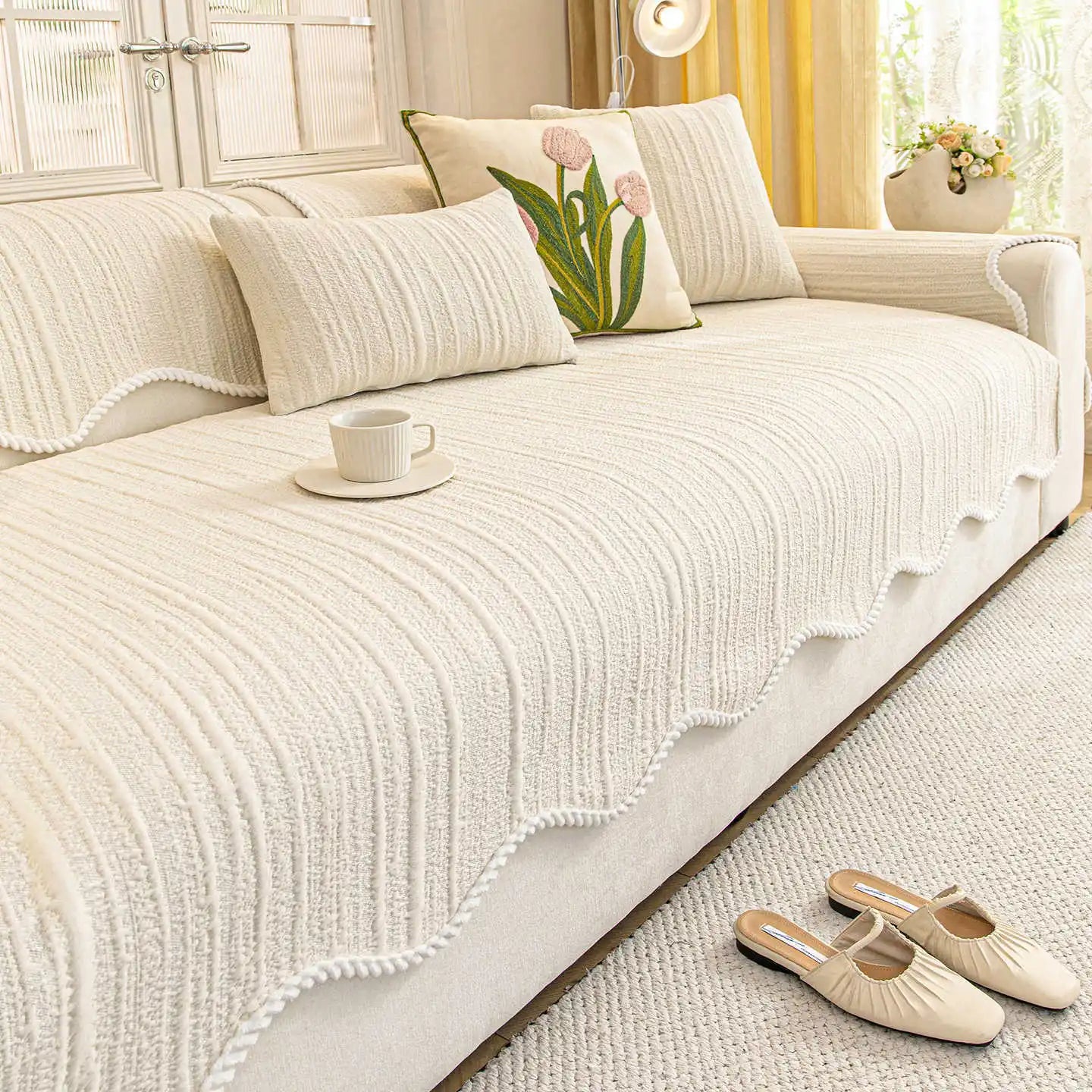 2026 New Cream Style Sofa Cushion Universal Four Seasons Non Slip Seat Pad High Grade Irregular Sofa Cover Mat For Autumn Winter Oasis Select