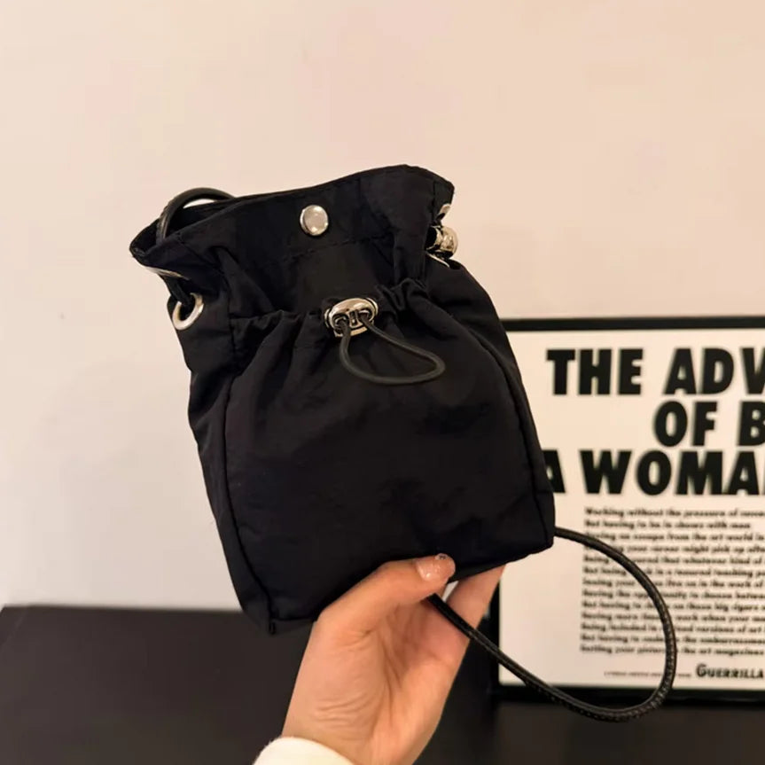 Nylon Crossbody Bag Soft Mini Phone Wallet Multifunctional Square Shoulder Bag Crossbody Purse Canvas Purse Messenger Bag Oasis Select Black thin rope