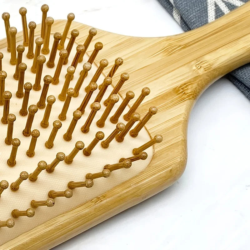 1pc Natural Bamboo Square Comb with Sunflower Print - Anti-Static Hairdressing Comb for Bridal Party Gifts/Daily Care Oasis Select