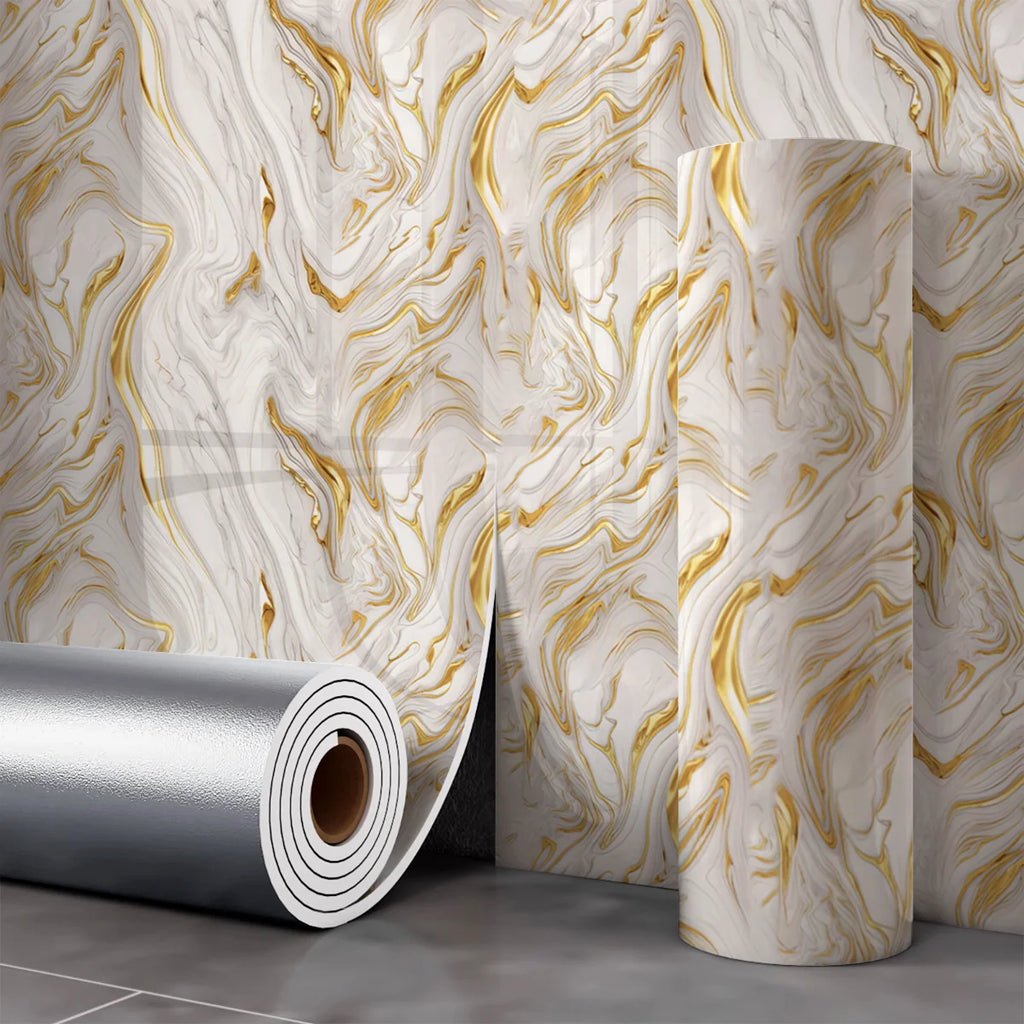 1Roll Marble Imitation Self-Adhesive Wall Sticker Thick Gilded Luxury TV Background Wallpaper Waterproof Oilproof Home Decor Oasis Select Gold-1Roll 40x300cm