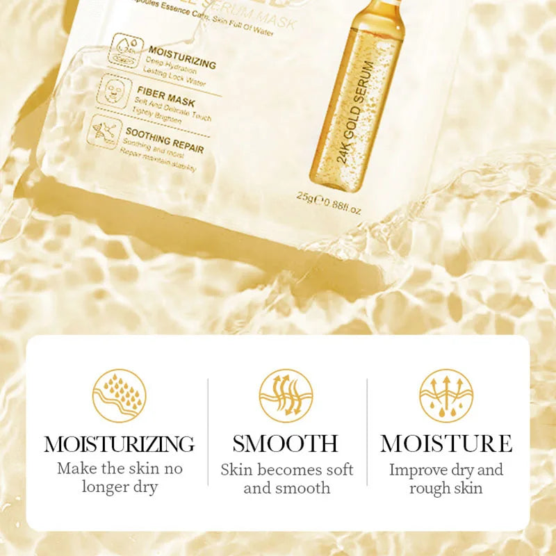 SADOER 24K Gold Hyaluronic Acid Face Masks – 15 Pack Gold Sheet Face Mask Oasis Select