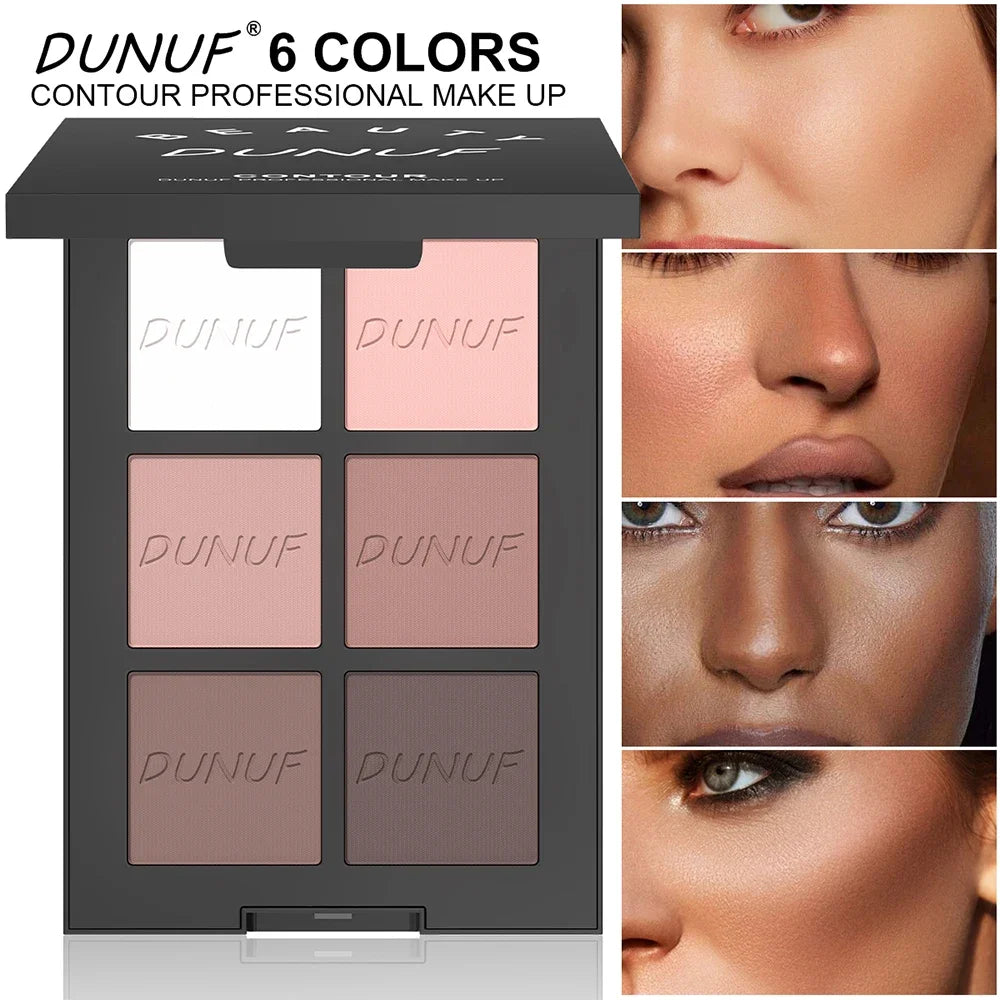 DUNUF 6-Color Cream Highlighter & Contour Palette – Waterproof