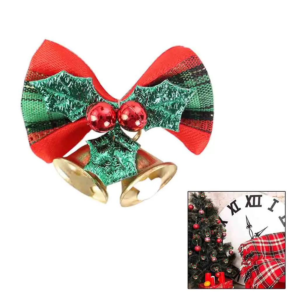 1/10x Christmas Bow Christmas Tree Decorations Christmas Mini Bells Bows Christmas Ornaments Gifts Decorations Green Leaves Bow Oasis Select