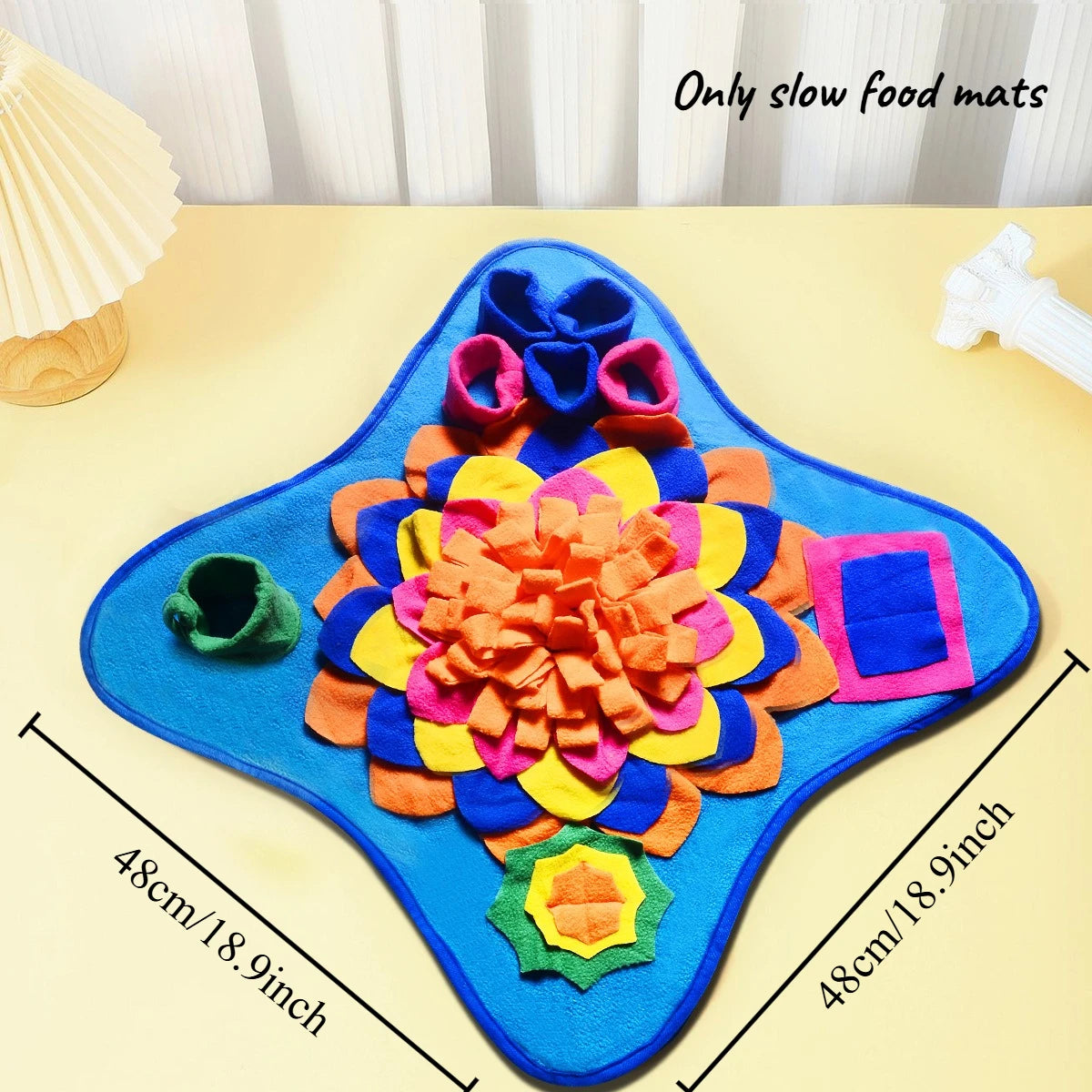 New Pet Sniffing Mat Dog Puzzle Training Hidden Food Blanket Slow Food Mat Self Soothing and Stress Relieving Sniffing Mat Oasis Select Blue