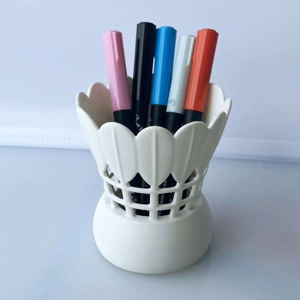 Unique 3D Printed Badminton Pen Holder Funny Sports Element Desktop Organizer Non-Slip Plastic Pen Stand Study Oasis Select