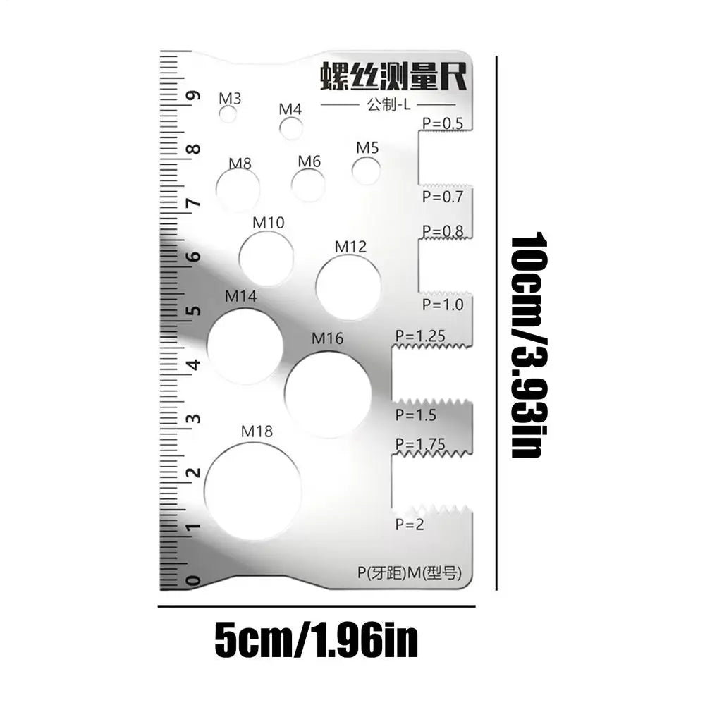 Thread Checker Screw Measurement Ruler Professional Precise Gauge Checker Tool for Nut Bit Thread Screw Measurement Home Use Oasis Select Silver