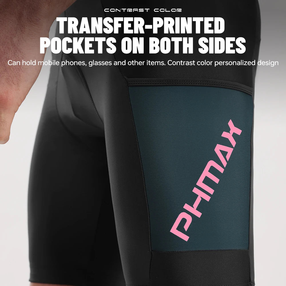 PHMAX Men's Padded Cycling Shorts 5D Silicone Gel Pad Bicycle Shorts Breathable Quick Drying MTB Bike Shorts with Pockets Oasis Select