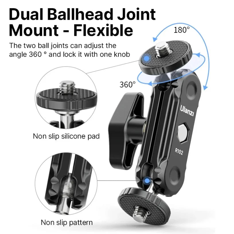 Magic Arm Universal Adjustment Double Ballhead 1/4 Interface Fill Light Bracket Live Photo Strange Hand Photography Accessories Oasis Select