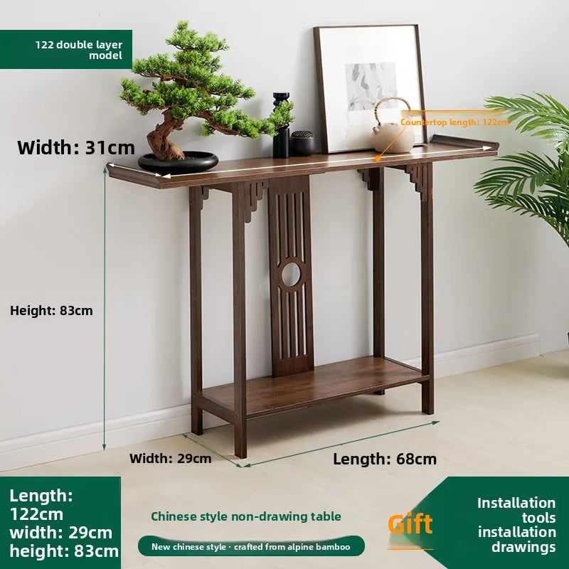 New Chinese-style entrance table Zen entrance hall entrance table, living room strip case entry hotel end view table long table Oasis Select Double layer 120