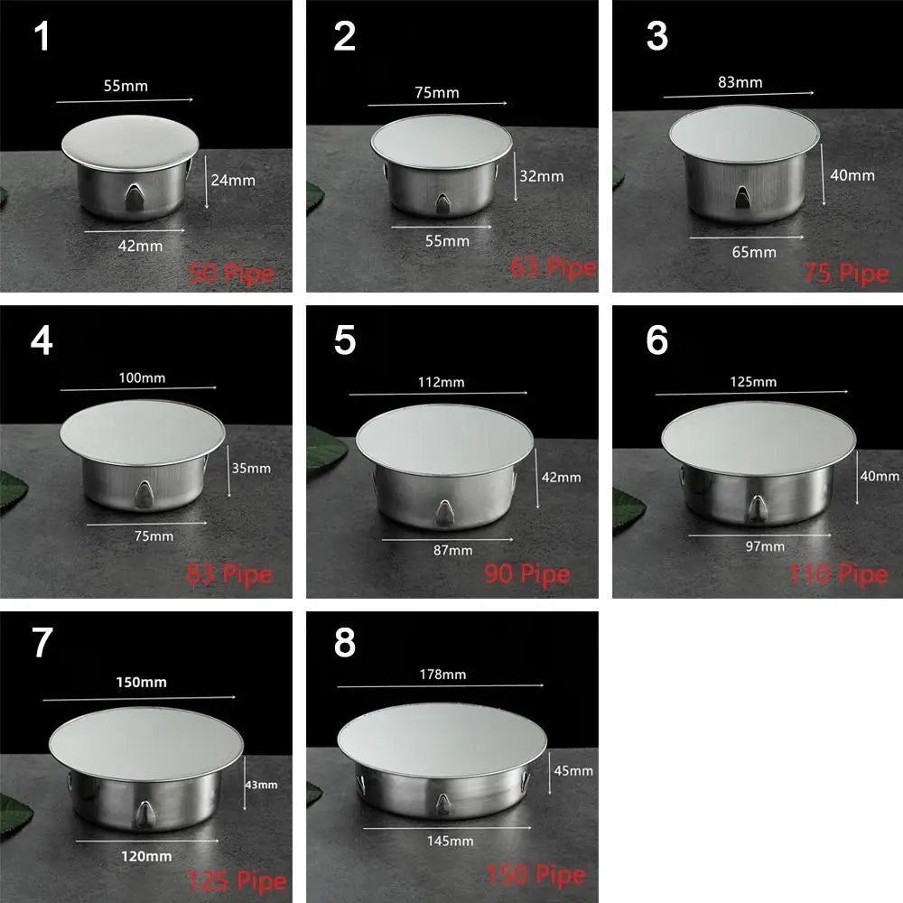 Stainless Steel Sewer Pipe Cap Insert Type anti-odor Anti-blocking Sealing Cover Insect Prevention 50-150mm Rain Pipe Cap Oasis Select