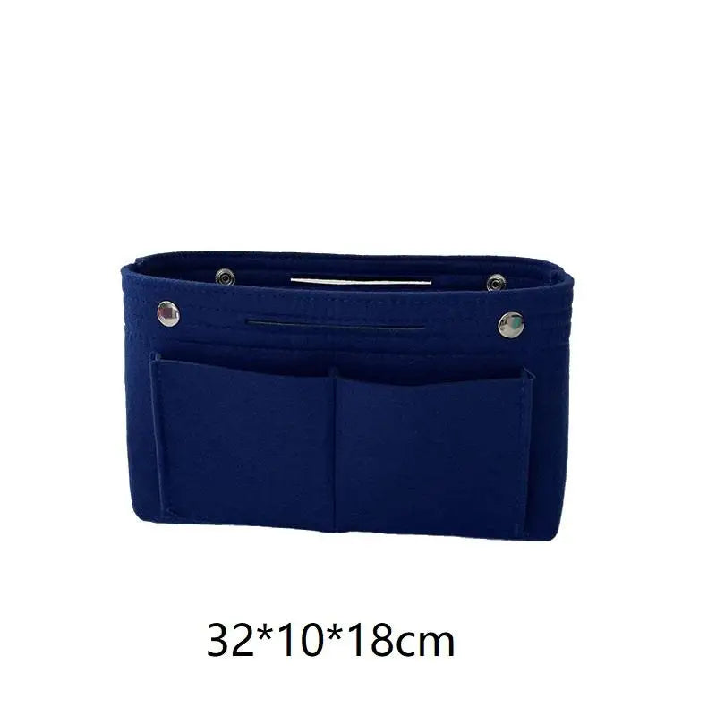 Felt Insert Bag Organizer | Multi-Pocket Travel Cosmetic Tote Bag Insert Organizer Oasis Select Dark blue L