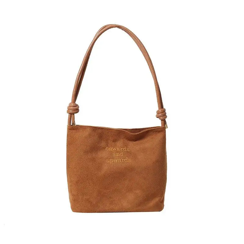 Women's Suede PU Tote Shoulder Bag | Large Capacity Letter Pattern