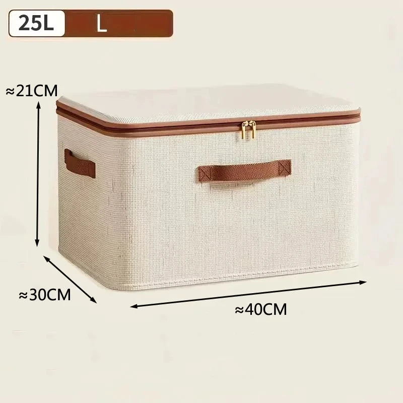 1pc Large Heavy-duty Storage Box with Lid, Hard Shell Fabric Closet Organizer Container for Clothes Blankets Toys Home Organizer Oasis Select 25L 40x30x21CM