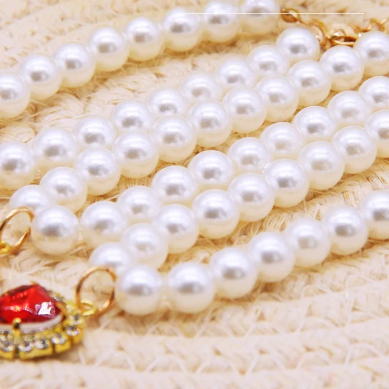 Cute Fashion Pet Supplies Cat Accessories Necklace Pearl Crystal Pet Collar Pearl Beaded Solid Crystal Pendant Pet Products Oasis Select