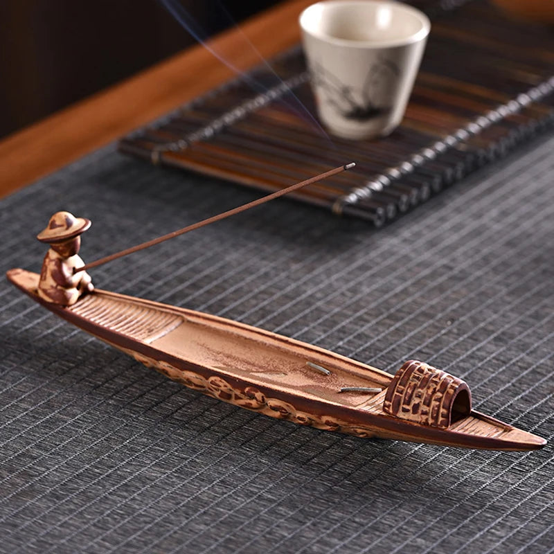 An Old Man's Fishing Room Features A Creative Incense Stand with A Zen Tea Ceremony and A Ceramic Aroma Diffuser Insence Burner Oasis Select