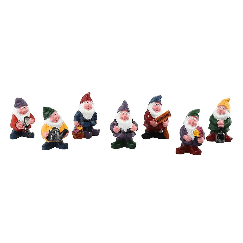 7pcs Mini Garden Gnome Figurines Resin Dwarf Ornaments for Moss Micro Landscape Terrarium Pot Decorative Accessories Oasis Select 7PCS