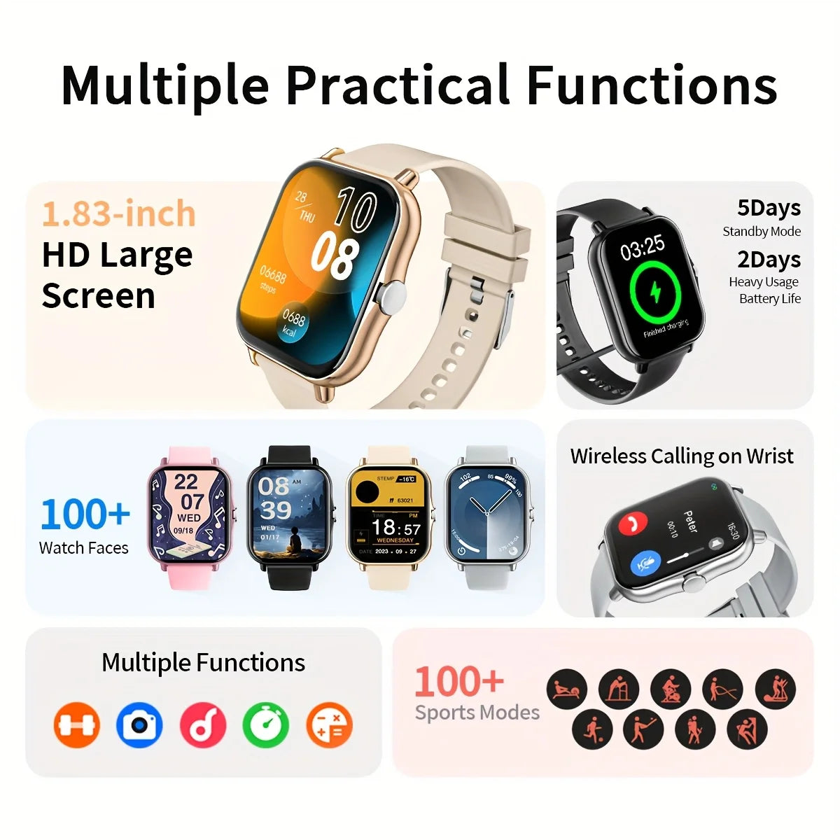 ERUN 1.83" Smart Watch – Calls, Fitness & Sleep Tracker