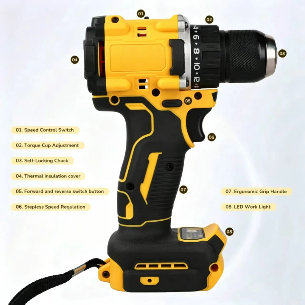 Global Air Shipping DCD805 20V Power Tools Brushless Impact Drill Cordless Electric Screwdriver Multi-Function Hand Drill Oasis Select