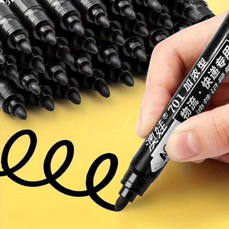 10pcs Waterproof Permanent Markers, Large Capacity Black Ink, Oil-Based, Ideal for Office & Marketing Use Oasis Select