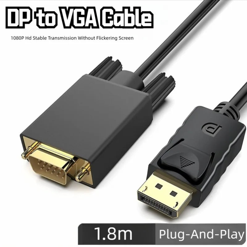 DisplayPort to VGA Cable DisplayPort to VGA Adapter Conversion HD Video Cable For TV Monitor Laptop Computer Projector 1080P Oasis Select
