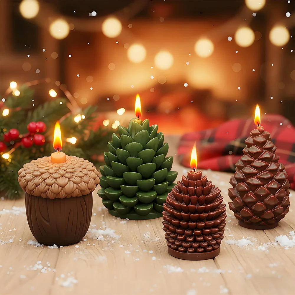 3D Pine Cone Silicone Candle Mold DIY Christmas Pinecone Aromatherapy Plaster Candle Making Mold Acorn Cone Handmade Home Decor Oasis Select