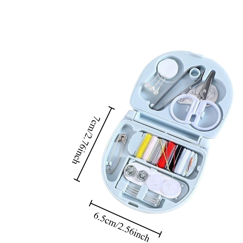 1pcs Portable Mini Semi-Circular Sewing Box Household Compact Sewing Kit Lightweight Needle & Thread Set for Travel Home Use Oasis Select Light blue