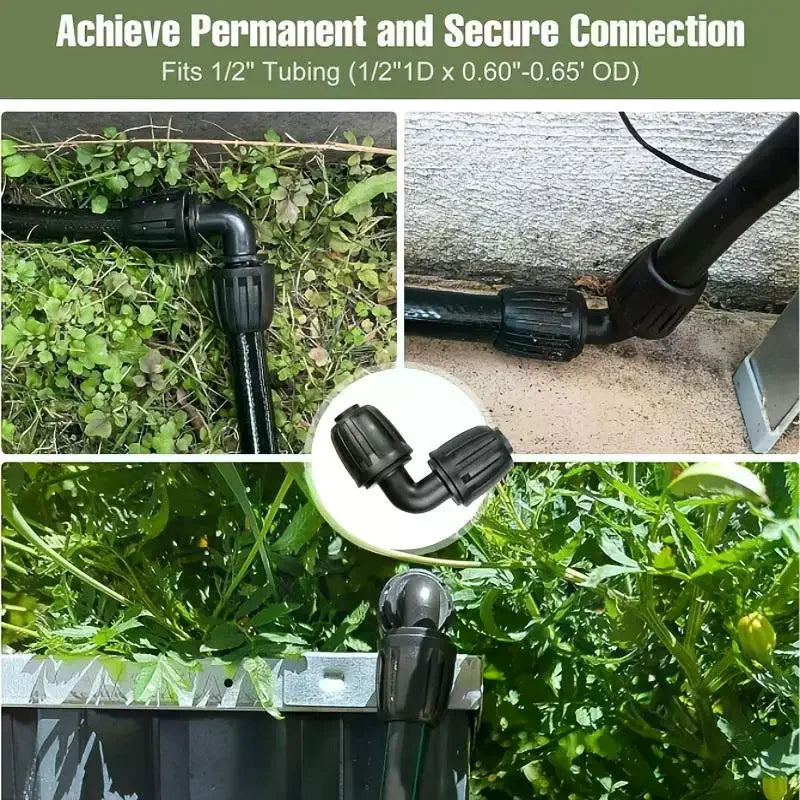 1/2-inch Drip Irrigation Fitting Elbow Connector, Anti-drip Lock Nut Barbed Elbow Connector, Reusable Irrigation Parts Oasis Select