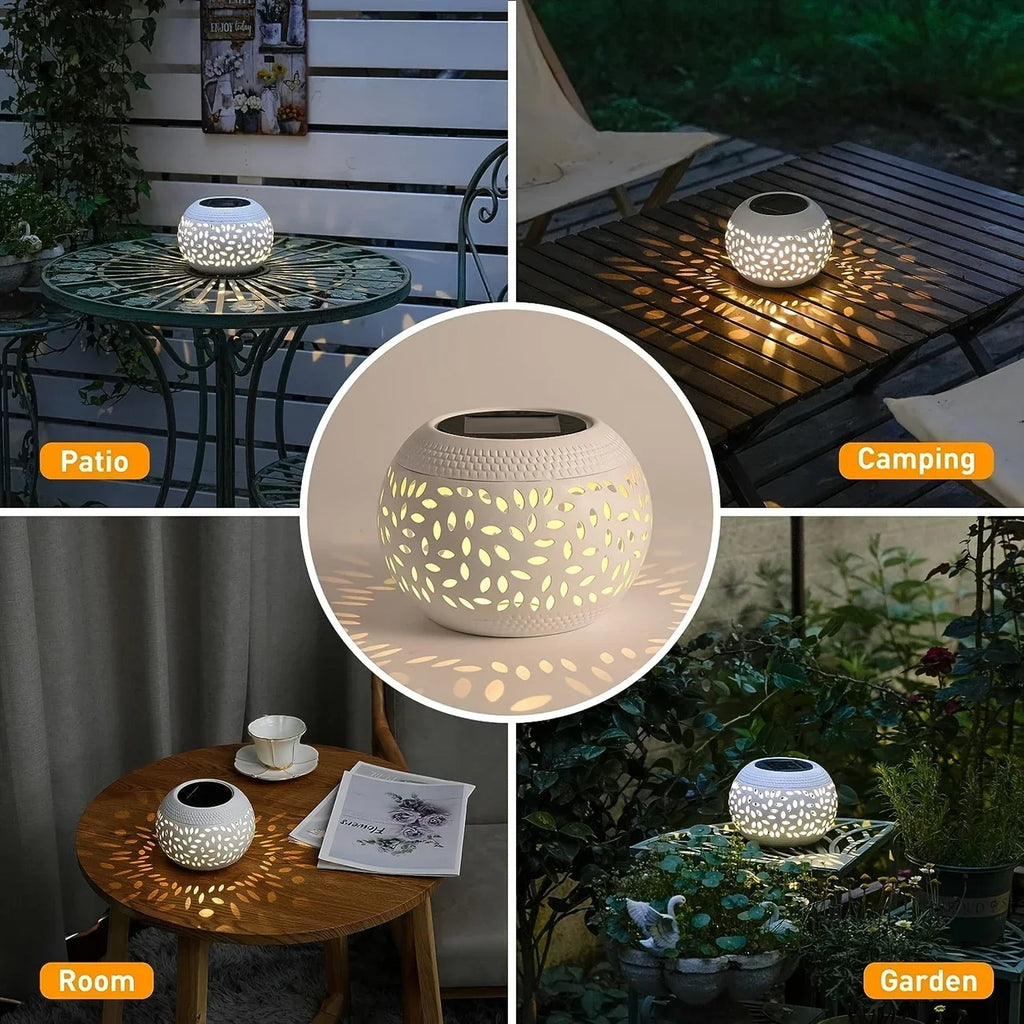 Solar desktop lamp, desktop lighting lamp, hollow metal lighting lamp, solar lamp, suitable for courtyards, gardens and lawns Oasis Select