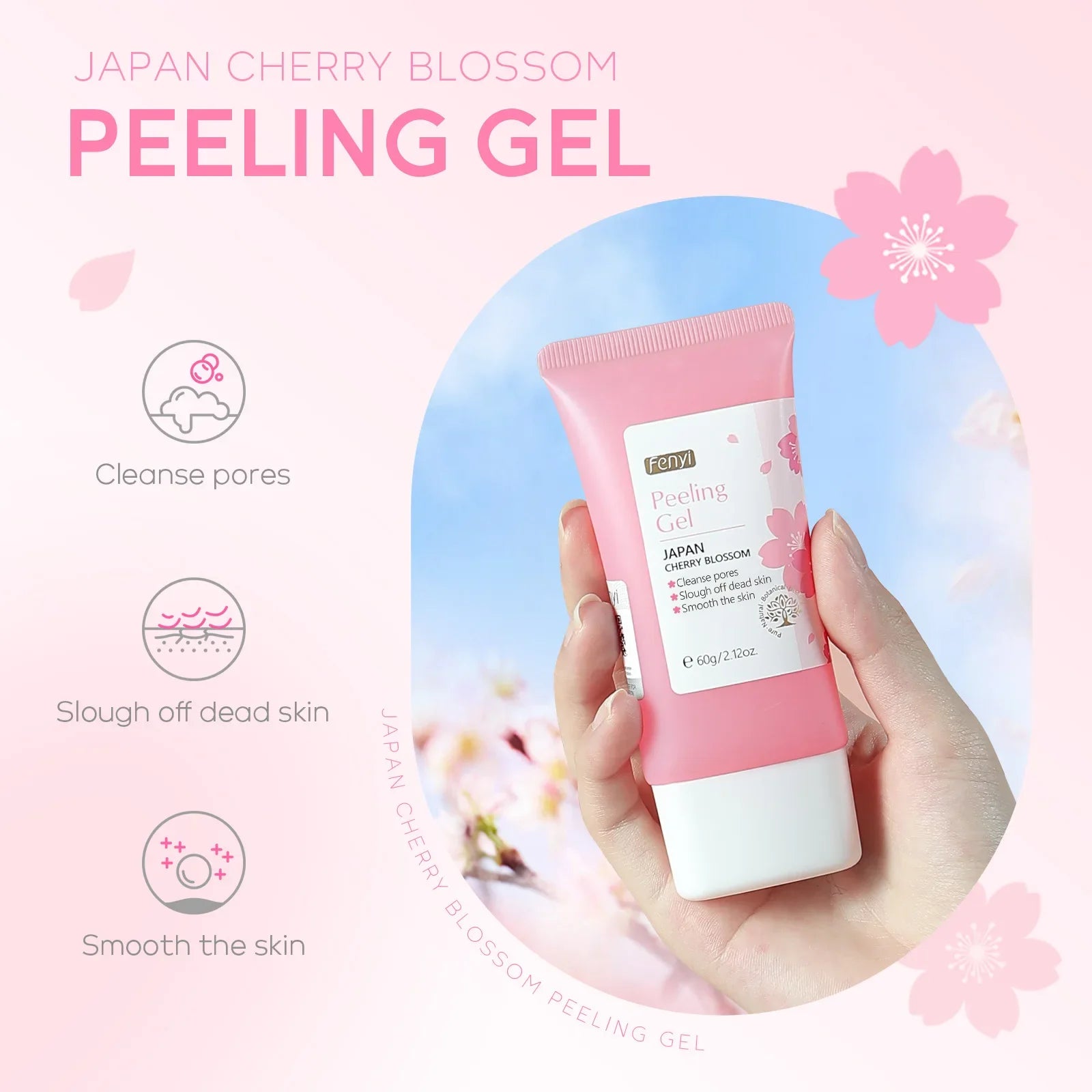 Sakura Face Deep Cleaning Exfoliating Gel Skin Care Whitening Moisturizer Repair Facial Scrub Skin Care 60g Oasis Select