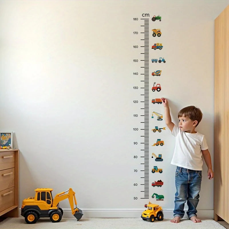 Height Stickers Construction Vehicle Tower Crane for Kids Room Kindergarten Baby Measuring Height Ruler Wall Stickers Boys Gift Oasis Select