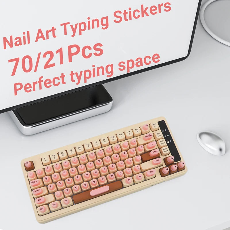70/21pcs Raised Adhesive Keyboard Stickers For Long Nail Art Keyboard Bubbles Self-for Long Nails Silicone Typing Keycaps Oasis Select