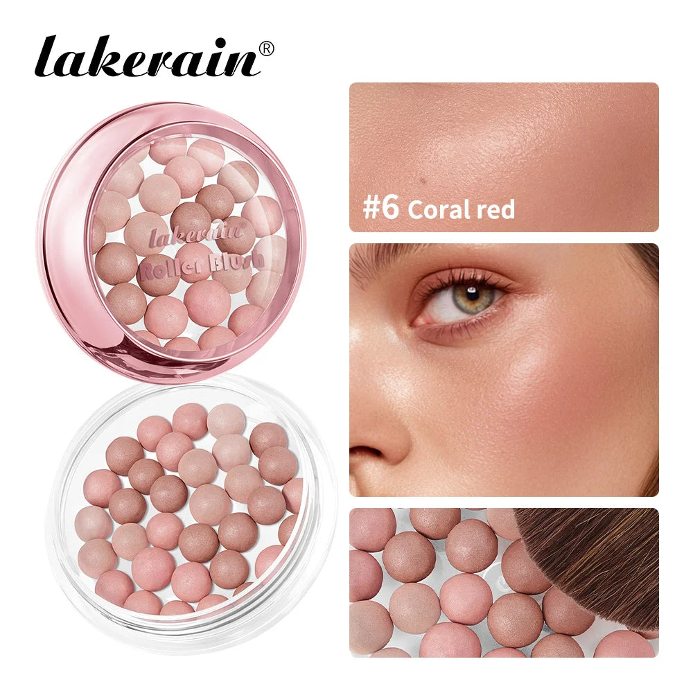 Lakerain Roller Blush Long-lasting Holding Natural Makeup Blusher Lightweight Shimming Spherical Blush Powder Beads Cosmetics Oasis Select