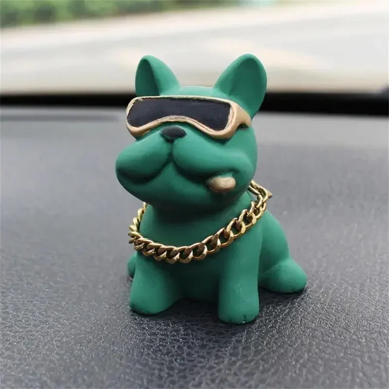 Car Ornaments Feel Comfortable Wear-resistant Green Bulldog Resin Material Car Dashboard Decoration Car Interior Accessories Oasis Select Green Bulldog