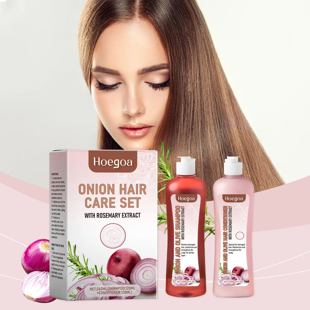 Onion Rosemary Shampoo and Conditioner Sets Anti Hair Loss Improve Rough Frizz Prevent Breakage Repair Damaged Hair Care Product Oasis Select