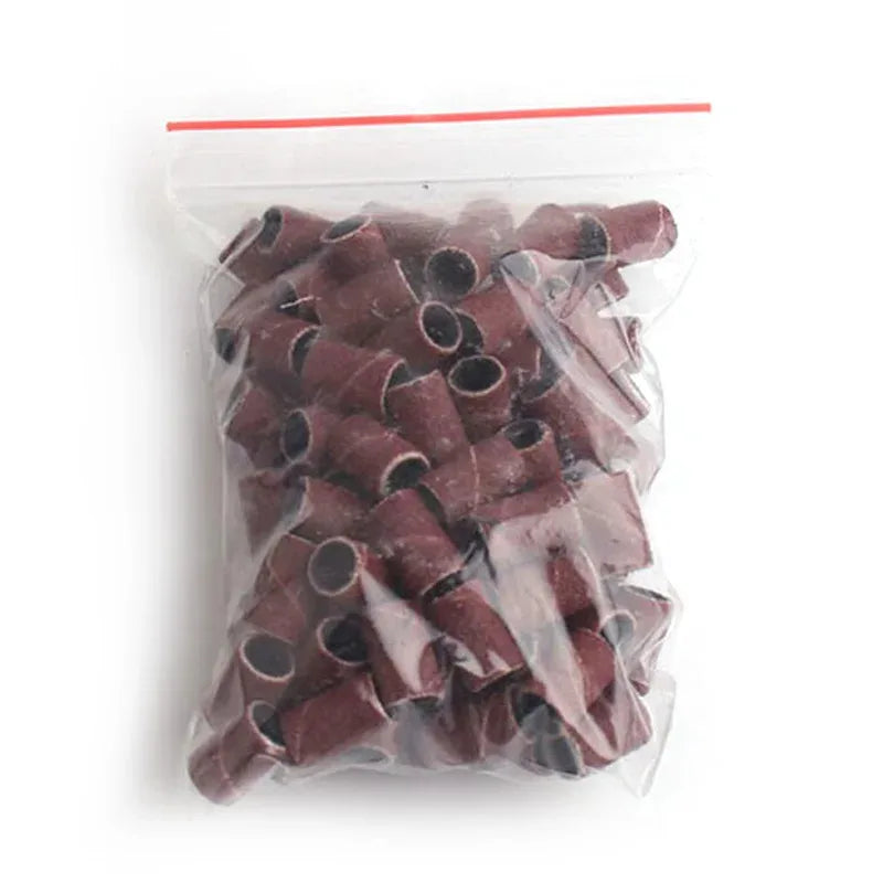 50-300pcs Sanding Cap Bands For Electric Manicure Machine 180/120/80Grit Nail Drill Grinding Bit Files Pedicure Tool Set BEND261 Oasis Select