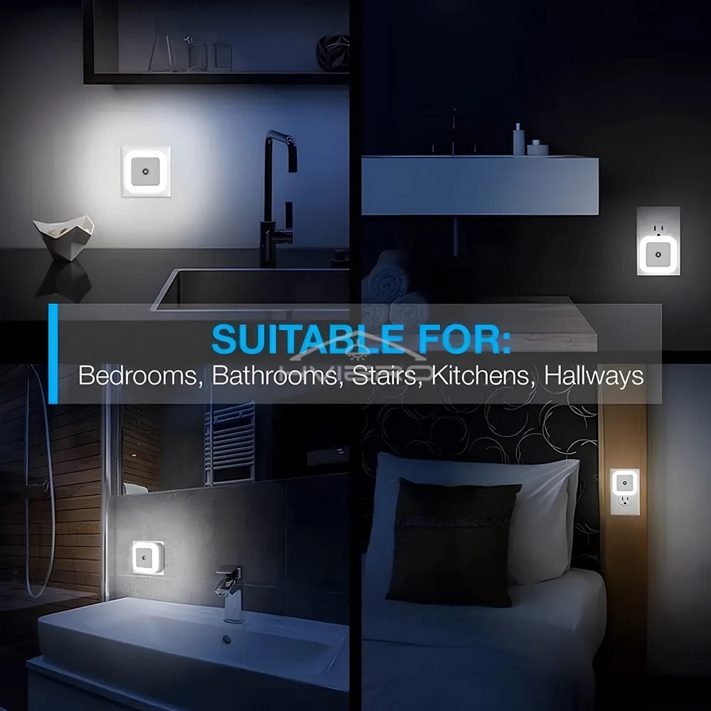 LED Motion Sensor Night Light | Plug-In Square Wall Lamp