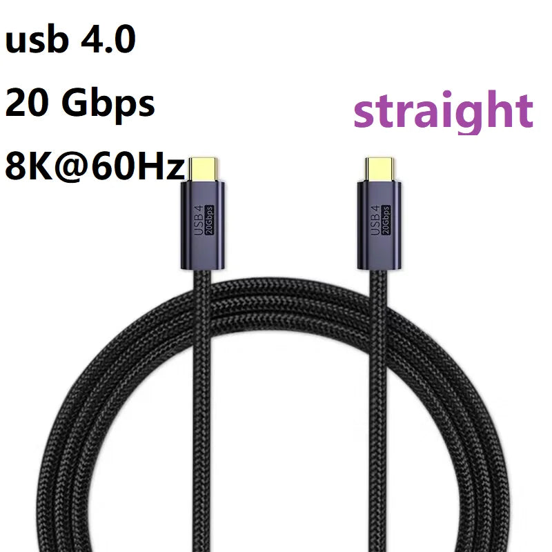 PD 100W 5A Fast Charging USB4.0 Thunderbolt 3 40Gbps 20Gbps Data Cable USB C to Type C 4K 8K@60Hz Video Cable For Macbook Pro Oasis Select 20Gbps straight 0.5m