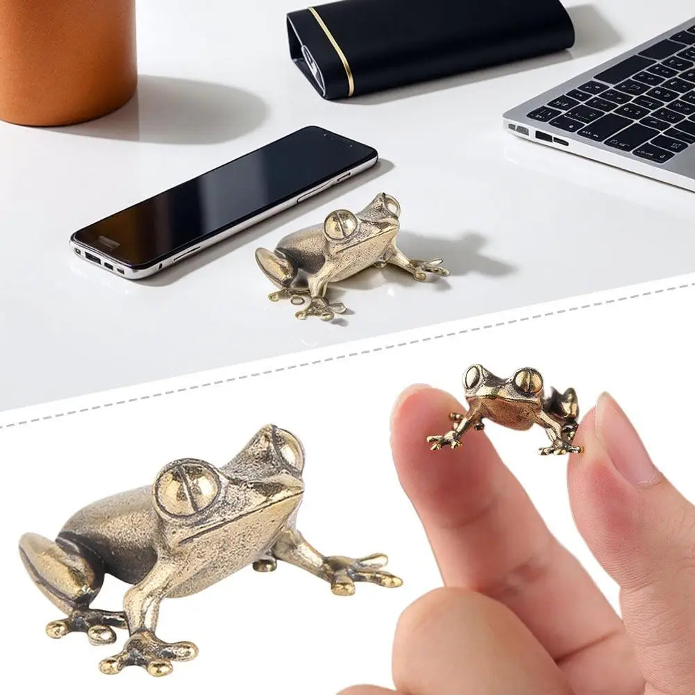 Solid Brass Frog Figurine | Desktop & Garden Ornament