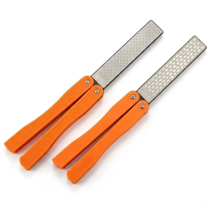 1PCS Portable Folding Pocket Knife Sharpener with Double Sided Diamond Sharpening Stone for Outdoor Use Oasis Select