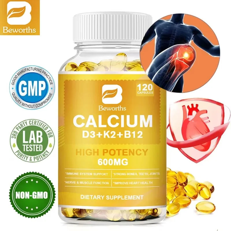 BEWORTHS 4in1 Vitamin D3 Calcium Capsules for Bone Strength Heart Health Immune Support Nerve and Muscle Function Health Oasis Select